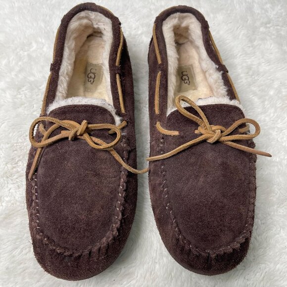 UGG #1003390 Men's Brown Olsen Fur Slippers Slip On Sheepskin Shoes Size 11 - Picture 1 of 16